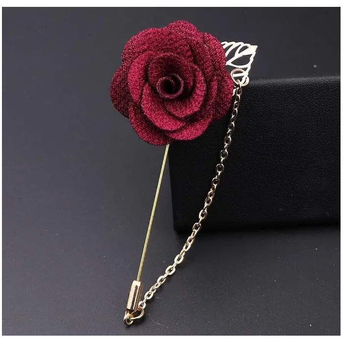 Modieuze broche met roos / ketting - lange naald - unisexBroches