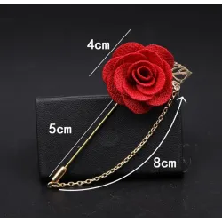Modieuze broche met roos / ketting - lange naald - unisexBroches