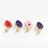Small enamel flower with crystals - vintage broochBrooches