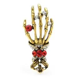 Kristallen schedel hand - vintage brocheBroches