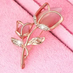 Luxe broche met kristallen roze bloemBroches