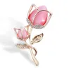 Luxe broche met kristallen roze bloemBroches