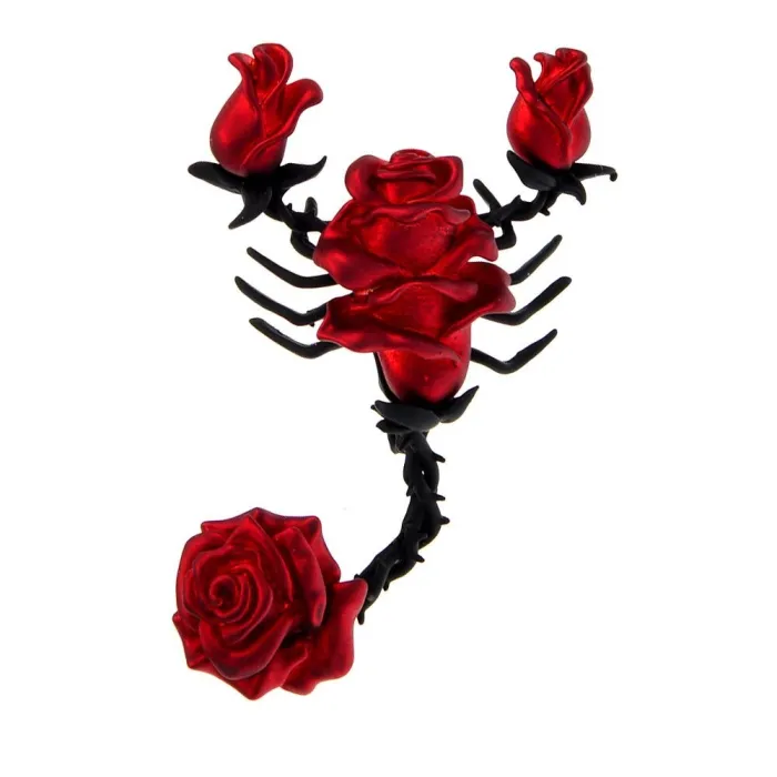 Broche in de vorm van een schorpioen met rozenBroches
