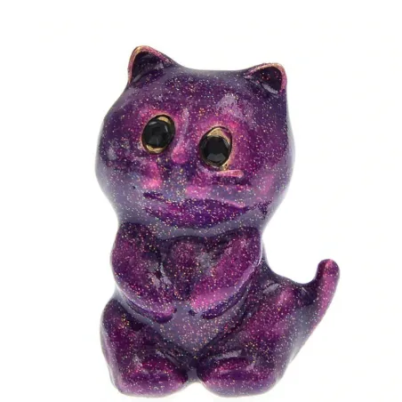 Emaille paarse kat - brocheBroches