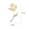 Elegante broche met opaal / kristallen tulpBroches