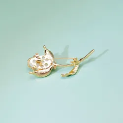 Elegante broche met opaal / kristallen tulpBroches