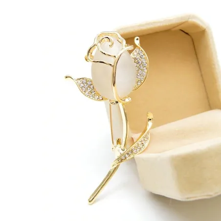 Elegante broche met opaal / kristallen tulpBroches