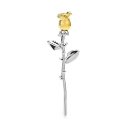 Elegante zilveren broche met een gouden roosBroches