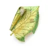 Leaf with a silkworm - crystal broochBrooches