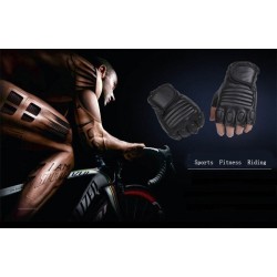 Zwarte leren handschoenen - fitness / gym / fietsen - halve vingerHandschoenen