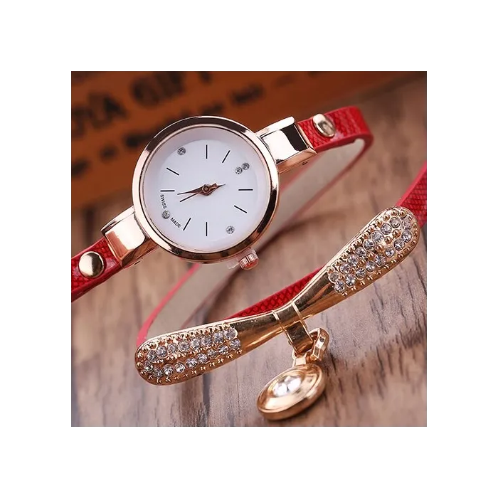 Modieuze meerlaagse armband met een horloge / kristallenArmbanden
