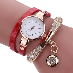 Modieuze meerlaagse armband met een horloge / kristallenArmbanden