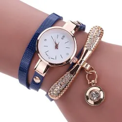 Modieuze meerlaagse armband met een horloge / kristallenArmbanden