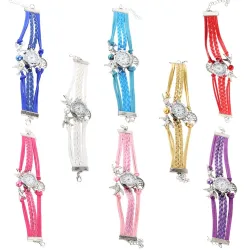Retro multilayer armband met horloge - vogels / levensboomArmbanden