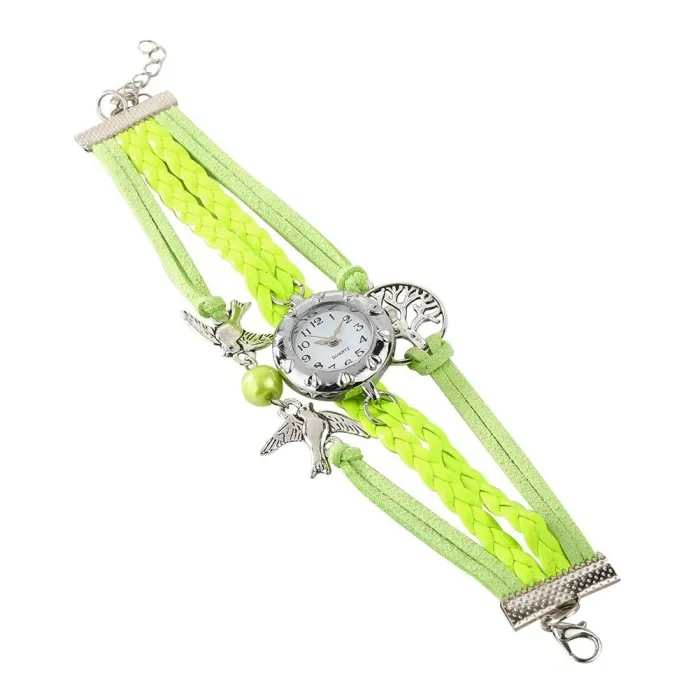 Retro multilayer armband met horloge - vogels / levensboomArmbanden