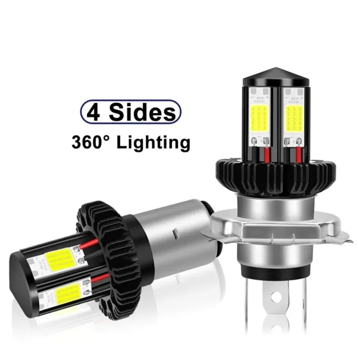 Motorcycle headlight LED bulb - 6000K white - BA20D / H4 - Hi Lo beam - 12V - 1200LMH4