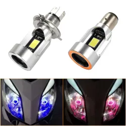 Motorlamp - Angel Eye LED - rood / blauw - H4 / BA20DH4