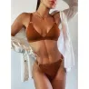 Sexy geribbelde bikiniset - push up - metalen versieringenBadkleding