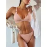 Sexy geribbelde bikiniset - push up - metalen versieringenBadkleding