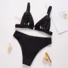 Sexy geribbelde bikiniset - push up - metalen versieringenBadkleding