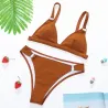 Sexy geribbelde bikiniset - push up - metalen versieringenBadkleding