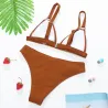 Sexy geribbelde bikiniset - push up - metalen versieringenBadkleding