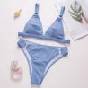 Sexy geribbelde bikiniset - push up - metalen versieringenBadkleding