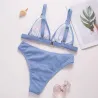 Sexy geribbelde bikiniset - push up - metalen versieringenBadkleding