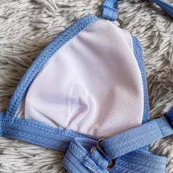 Sexy geribbelde bikiniset - push up - metalen versieringenBadkleding