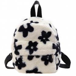 Small plush backpack - with zipper - flowers printingBags