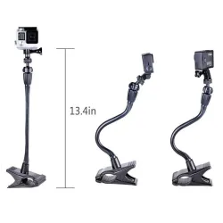Clamp clip mount - selfie stick - adjustable - flexible extension - for GoPro Hero 9/8/7/6/5/4/2/ DJI OSMO Xiaomi YiMounts