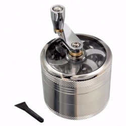 Grinder for herbs / tobacco / spices - 4 layers - with hand crank - aluminumMills - Grinders