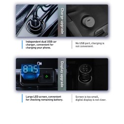 Baseus - FM-zender - Bluetooth - USB autolader - AUX - handsfree - MP3-spelerAudio