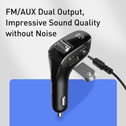 Baseus - FM-zender - AUX - Bluetooth - dubbele USB - autolader - handsfree - MP3-spelerAudio