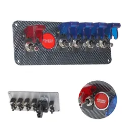 Auto racing car ignition switch panel - 5 LED - engine start push button - DC12V/20ASwitches