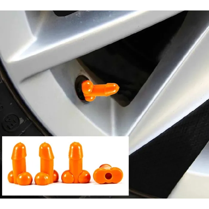 Car tire wheel valves - luminous caps - penis shaped - 4 piecesValve caps