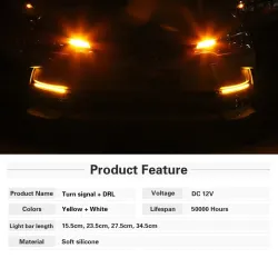 Knipperlichten auto - dual mode / kleur - LED - DRL - 12V - 2 stuksDagrijverlichting (DRL)
