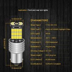 Car light bulb - waterproof - LED - DRL - P21W 1156 BA15S - 12V DC - 2 piecesTuning