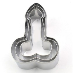 Cookie cutter mold - penis shaped - stainless steel - 3 piecesBakeware