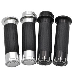 Chrome motorcycle handlebar grips - 25mm - for Harley Sportster / Touring / DynaHand Grips & End