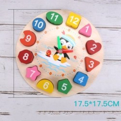 Educational toy - wooden digital clock - with geometric blocksWooden