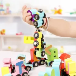 Magnetische treinen / auto's met letters / cijfers / insecten - houten - educatief speelgoedConstructie
