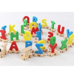 Mini houten trein met alfabet - educatief speelgoedHouten