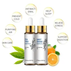 Essential Oils - for diffuser / bath / massage - orange - eucalyptus - vanilla - bergamot - rosemary - chamomile - 10mlHumidi...