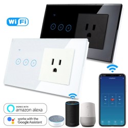 Slimme wandcontactdoos - lichtschakelaar - 1 - 3 gangs - WiFi / APP / afstandsbediening - Alexa - Google - HomeSchakelaars