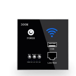Delviz - wireless socket - Rj45 - USB - crystal glass panel - 220V - 300Mbps - wall WiFi routerNetwork