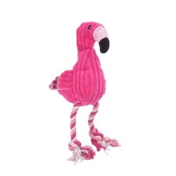 Trainingsspeelgoed hond/kat - kauwen / tanden poetsen - katoenen touw - roze flamingoToys