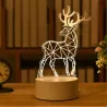 Acryl LED nachtlampje - 3D neonlamp - eland / beer / eenhoorn / KerstmanVerlichting