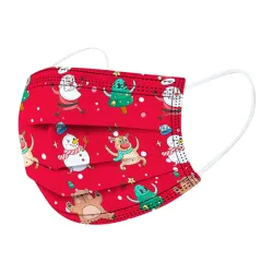 Beschermende gezichts-/mondmaskers - wegwerp - 3-laags - voor kinderen - kerstprint - 50 stuksMondmaskers