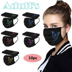 Beschermende gezichts-/mondmaskers - wegwerp - 3-laags voor volwassenen - vlinder / harten print - 10 stuksMondmaskers